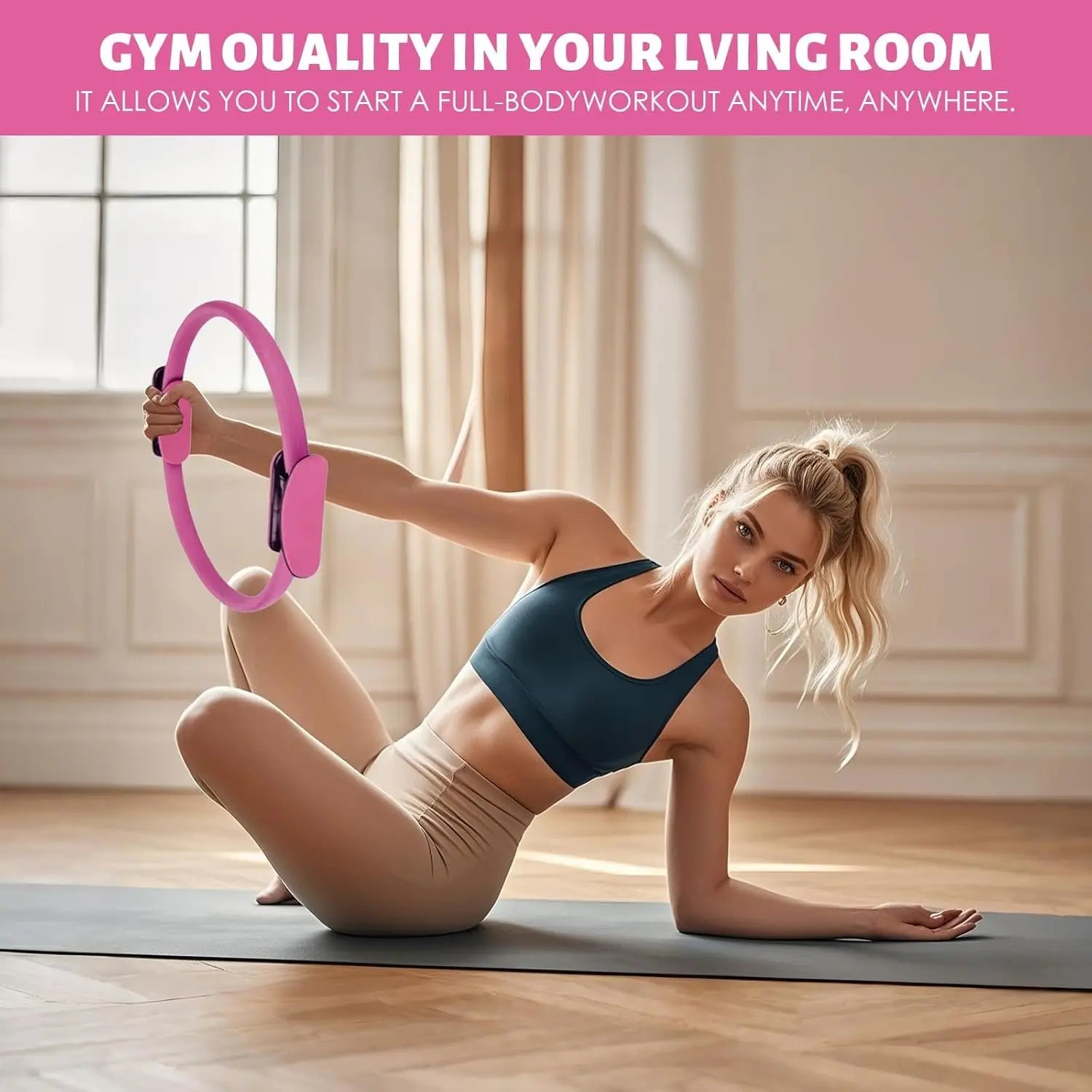 Pilates Duo Set – Bola + Anel de Pilates com Bandas de Resistência para Treino e Pós‑Parto