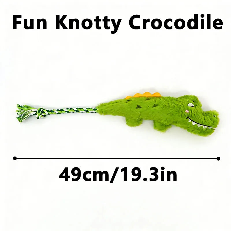 Peluche Crocodilo com Cordas Reforçadas – Brinquedo Resistente para Mastigar e Puxar