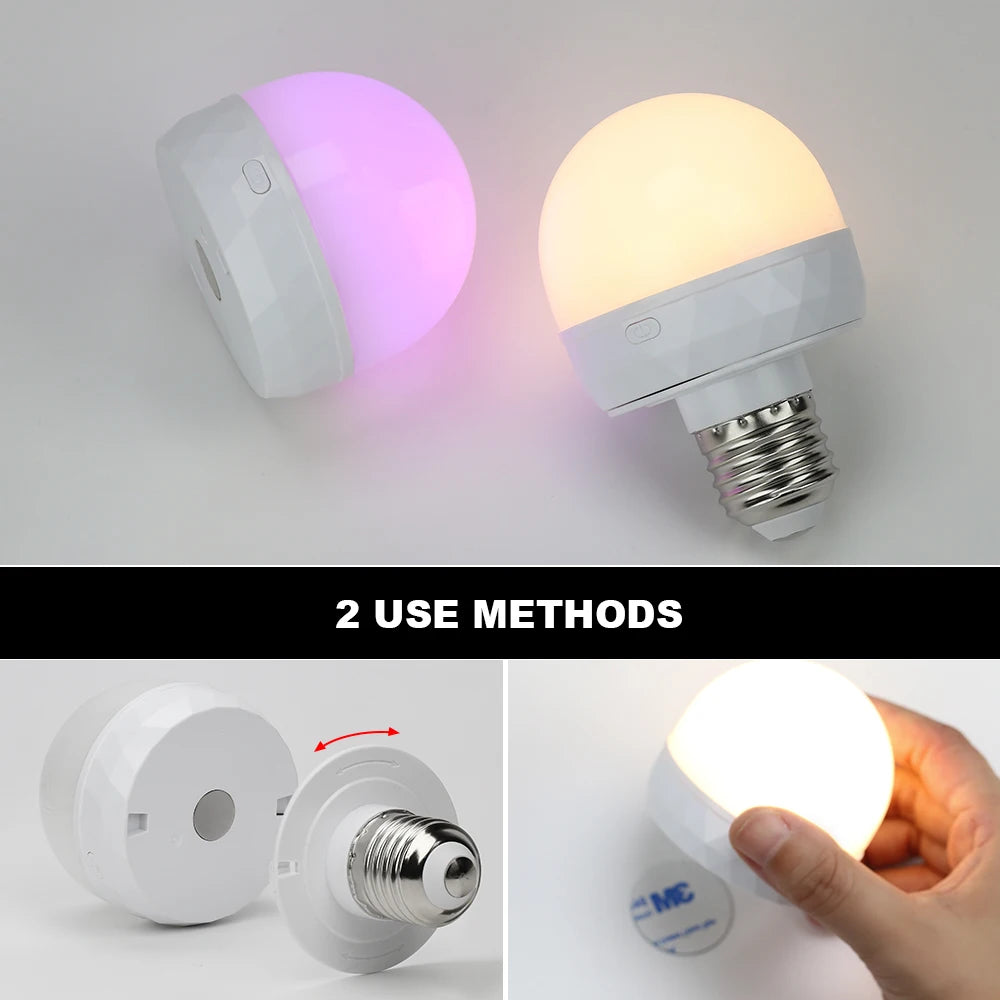 RGB LED Light Bulb USB 5V Charging Smart Remote Control Dimmable For Bedroom Bedside Living Room Bar LED Lighting Fixtures