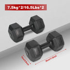 Dumbbell Set, Hexagonal, 2.5kg, 5kg, 7.5kg, 10kg Made of PVC and Iron with Sand, Gym Weights, Non-Slip Handle, Ideal for Strength Training and Home Gym, Ergonomic Fitness Weights