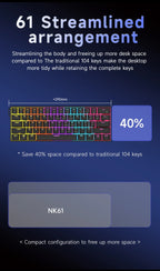 AJAZZ NK61 Wired Gaming Mechanical Keyboard 60% RGB Hot-Swappable 61 Keys Red Switch Mini Keyboard for Gamer PC