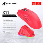Attack Shark X11SE X11 PAW3311 Bluetooth Mouse, Tri-mode connectivity, Magnetic charging dock, Touchscreen, Ultralight gaming mouse