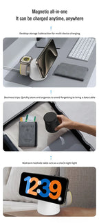 3 in 1 Magnetic Wireless Charger Stand For Magsafe iPhone 15 14 13 12 Pro Max Airpods IWatch 9 8 7 6 Fast Charging Dock Station