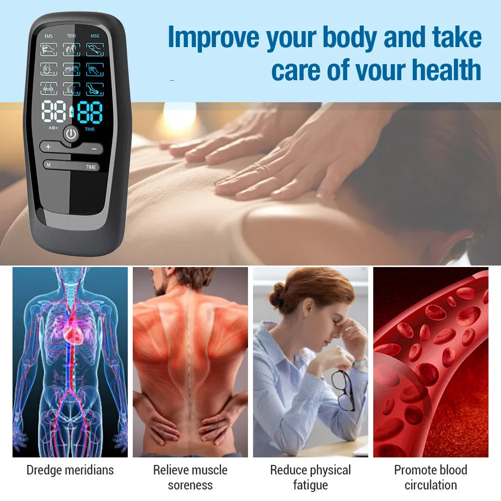 Ems Electric Muscle Stimulator Therapy High-Frequency Tens Muscle Stimulator Physiotherapy Pulse Body Massager Slimming Machine