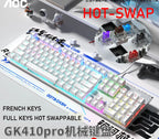 GK410 104 Full Keys Hot Swap Metal Panel Mechanical Keyboard RGB Light Green Black Tea Redaxis Non-Impact Gaming Computer Keyboard