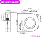 5015 50mm DC 24V 12V 5V 2Pin Dual Ball/Sleeve Bearing Brushless Cooling Turbine Blower Fan 50mm x 15mm Blower Cooler Fan