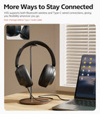 QCY H3S ANC Over Ear Headphones -56dB Noise Canceling Headsets Bluetooth 6.0 Hi-Res LDAC Spatial Sound Earphones Dual Driver