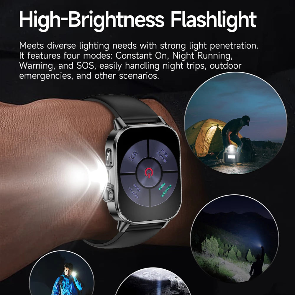 2026 New Model Uric Acid & Lipid Health Analysis Smartwatch Men's ECG+PPG Bluetooth Call 2.01 inch Flashlight Smartwatch Women's