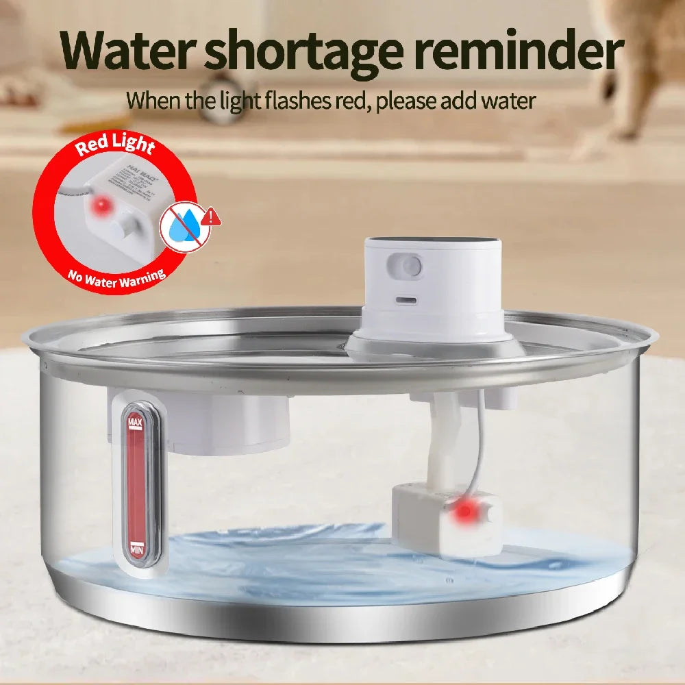 Petavista 8L Automatic Stainless Steel Dog Water Fountain 5000mAh Wireless Pet Drinker Battery & Sensor 2 in 1 Dispenser for Dog