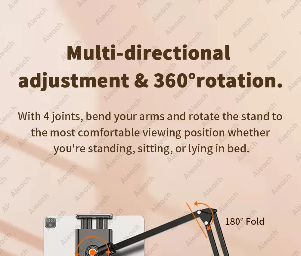 Suporte de Tablet para Cama com Braço Metálico 90 cm e Rotação 360°