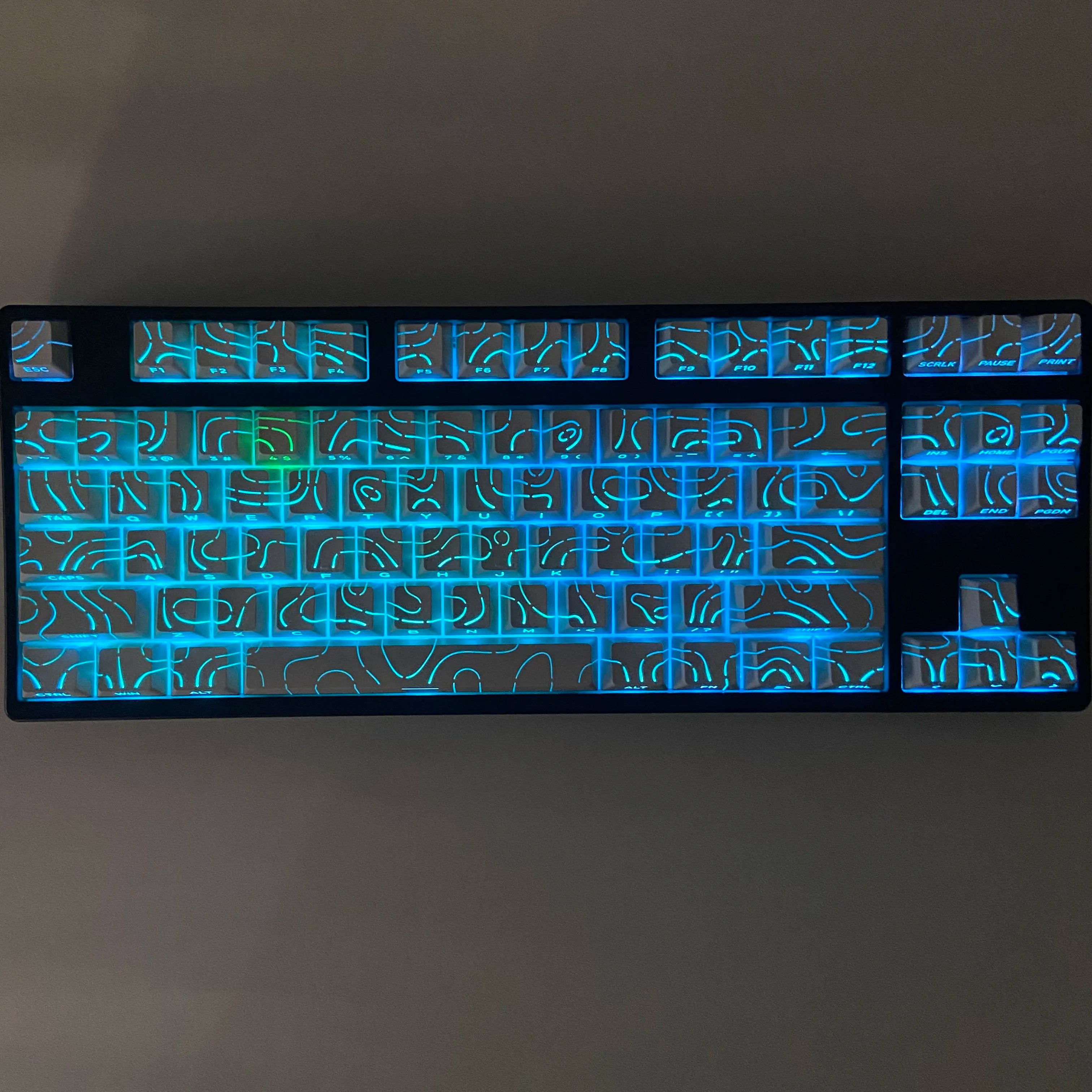 Line Gradient Side Shine Through Keycaps Cherry Profile PBT Custom Keycaps for 60% 65% 75% 96% 98% 100% Mechanical Keyboard