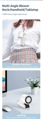 Outdoor Handheld Cold Compress Fan 3600mAh Quite High-speed Cold Air USB Rechargeable Mini Turbo Fan with Lanyard Portable Fan