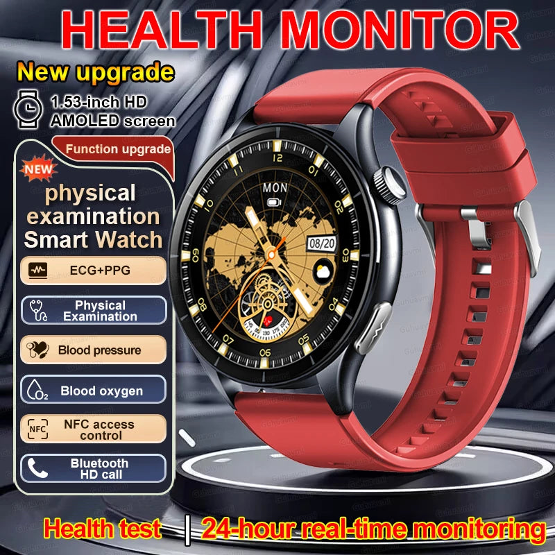 2026 New Smart Watch ECG+PPG Health Monitoring Blood Pressure Uric Acid Fitness Tracker Clock Sport Call Smartwatch Customizable Dial