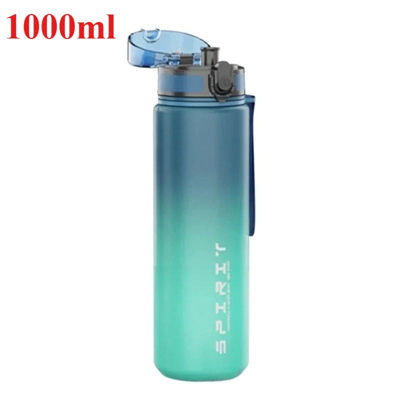 500ML/1000ML Large Capacity Sports Water Bottle Leak-Proof Motivational Portable Reusable Plastic Cups Outdoor Travel Gym Jugs