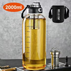 800/2500ml Large Glass Water Bottle with Lock Lid and Direct Drink Spout, Reusable Sports Water Bottle for Gym, Home, and Outdoor Use.