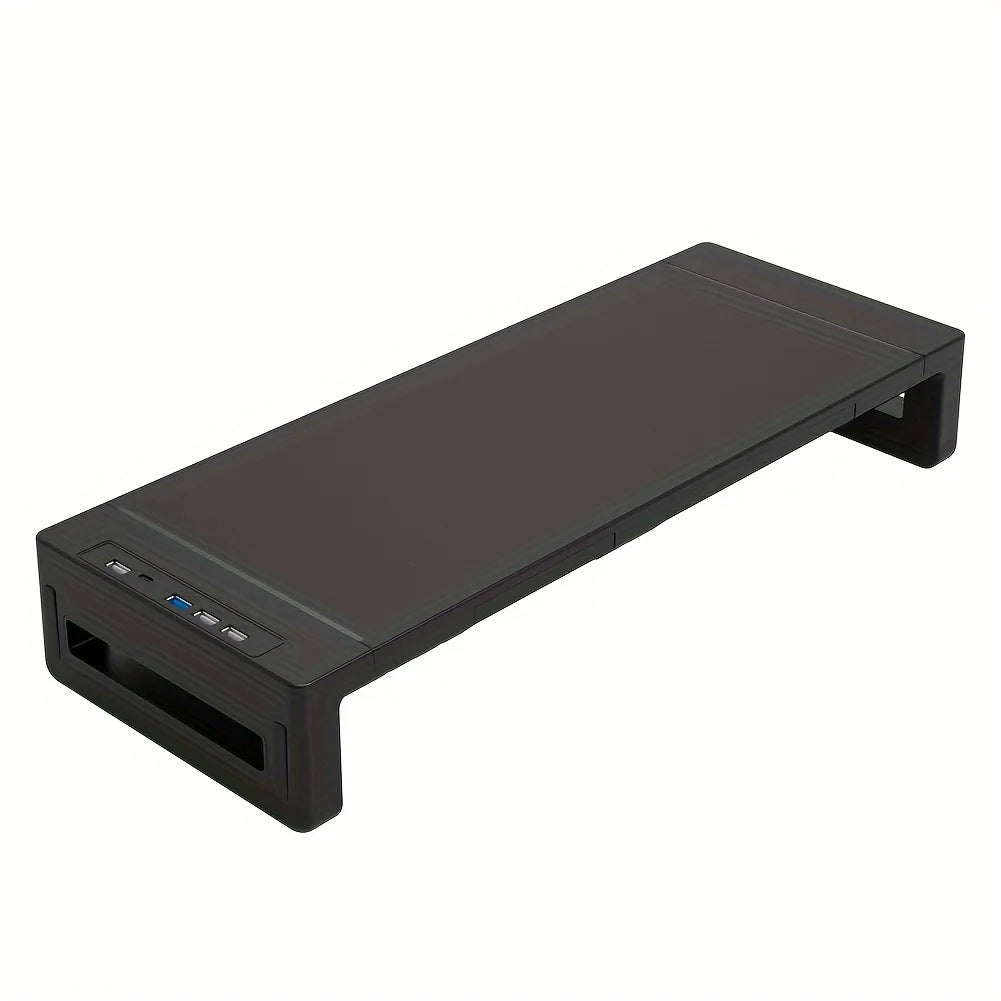 Monitor Stand Riser, With Foldable, Height Adjustable Computer Stand, Desk Shelf Riser with Storage Drawer & Tablet Phone