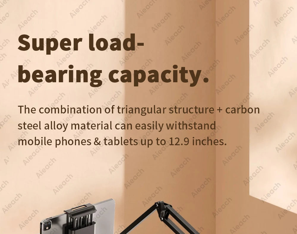 Suporte de Tablet para Cama com Braço Metálico 90 cm e Rotação 360°