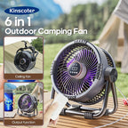 Portable 6 in 1 Outdoor Camping Fan 20000mAh Rechargeable Wireless Tent Ceiling Fan 4 Speed ​​Adjustment LED Lighting Power Bank