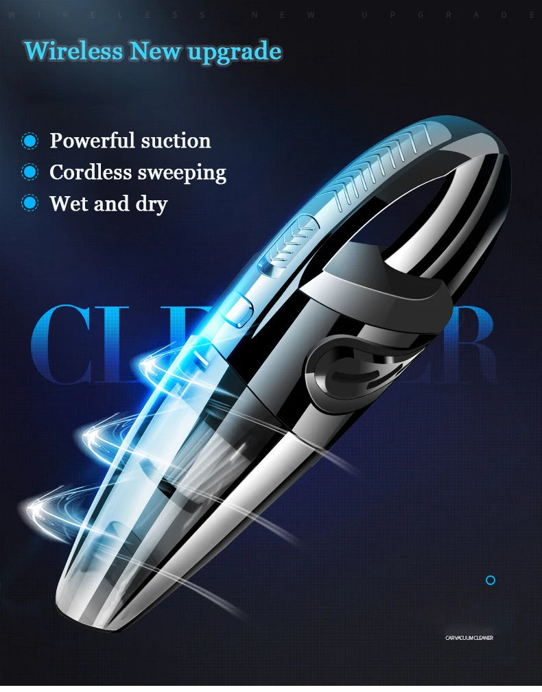 Aspirador Portátil Sem Fios com Sucção Ciclónica para Carro e Casa