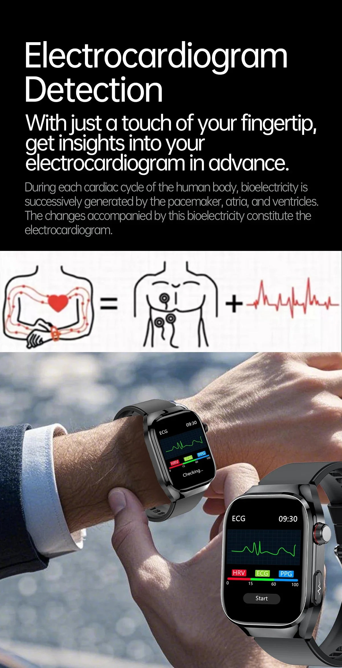 Smartwatch Saúde Avançada – Laser Inteligente, Diagnóstico Multinível e ECG+PPG