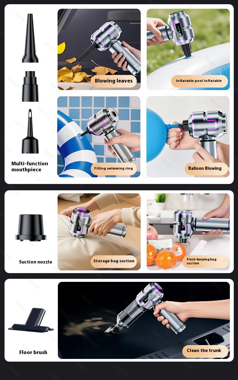 Aspirador Portátil Mini 998000PA para Carro e Casa com Função Sopro
