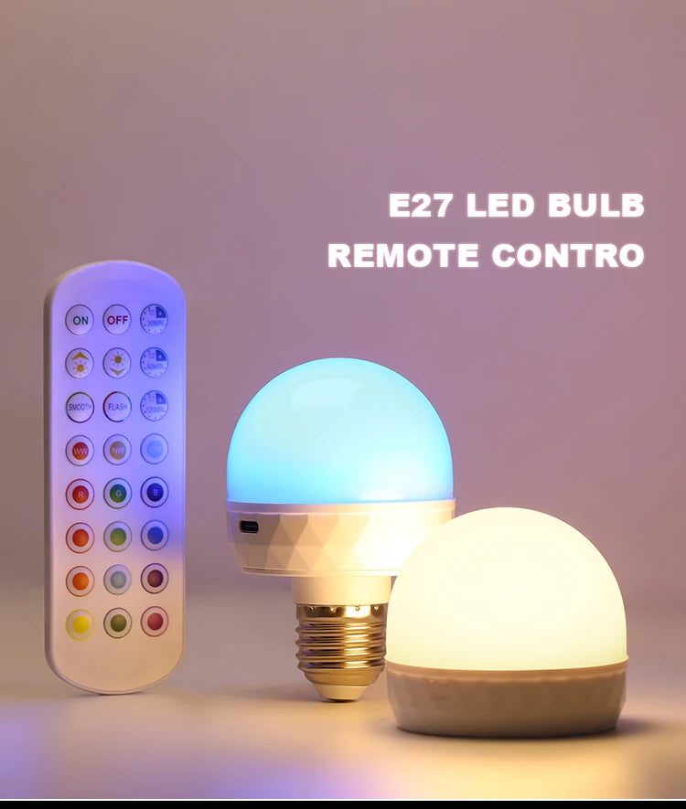 Lâmpada LED RGB USB 5V com Controlo Remoto e Intensidade Ajustável
