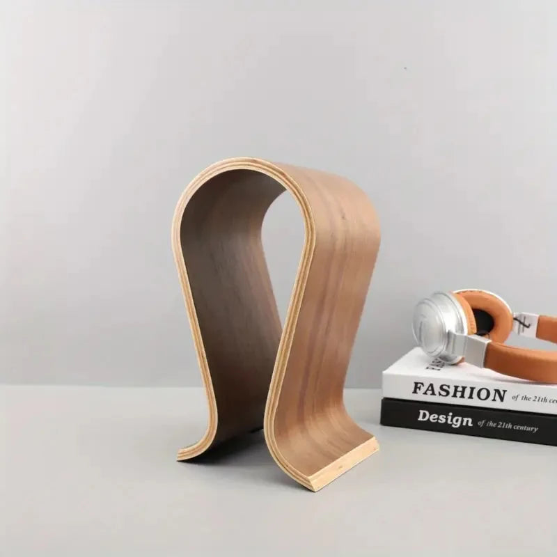 U-shaped wooden headphone stand, desktop headphone display stand, suitable for almost all headphones.