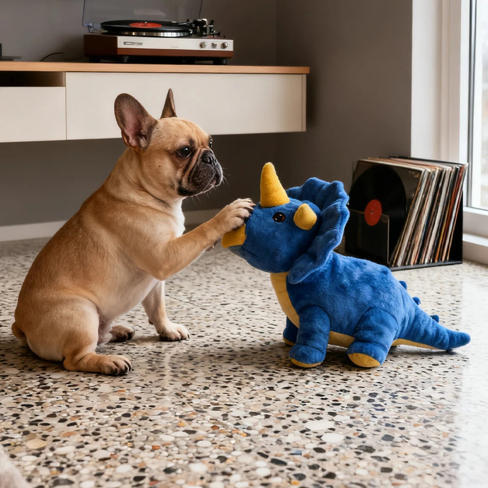Pet-Resistant Chewable Plush Interactive Toy with Sound, Dinosaur Shape, Suitable for Large, Medium, and Small Pets Such as Cats and Dogs, Double-Layer Fabric, Built-In Airbag