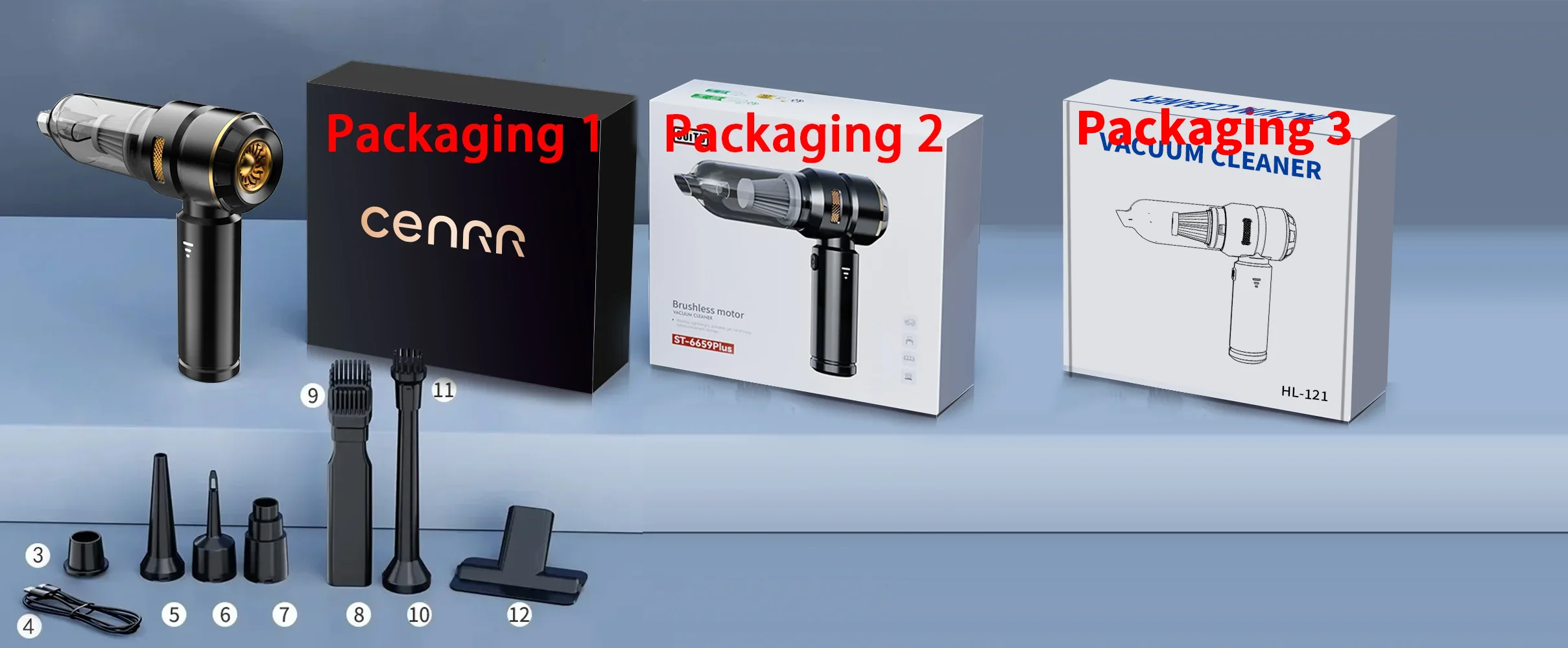 Aspirador Portátil CENRR 998000PA Sem Fios para Limpeza de Carro