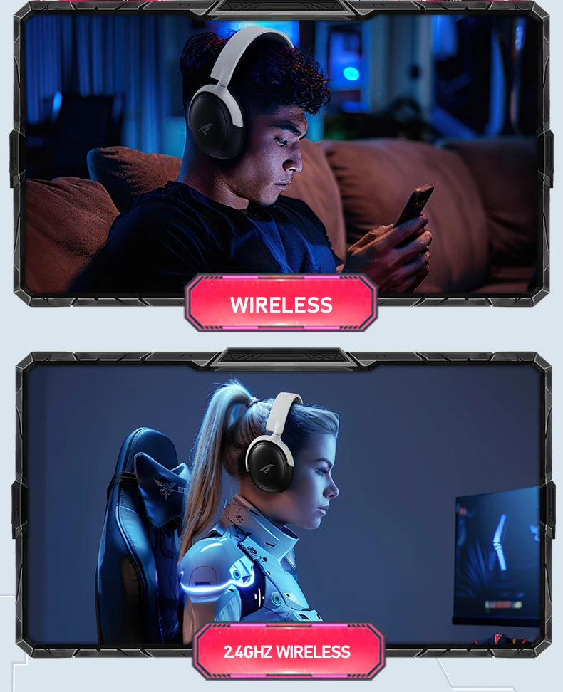 Picun G3 — Headset Gaming Wireless 5.4/2.4 GHz com Mic e 65 h