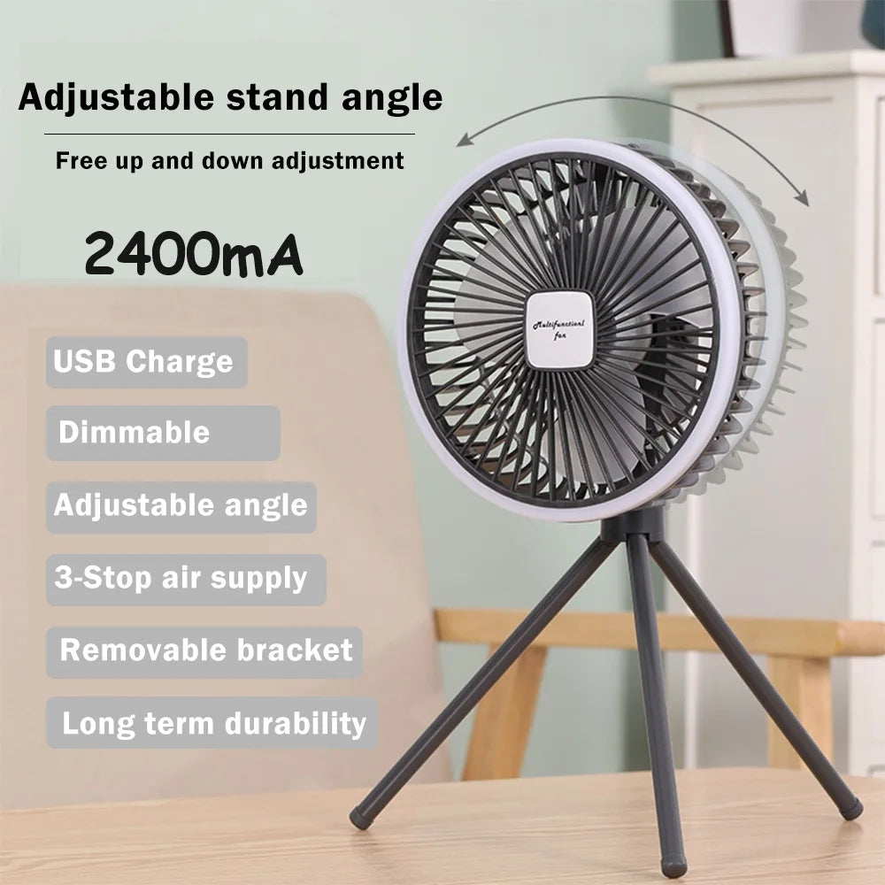 IRALAN Modern Fan light Portable And Adjustable Wireless USB Electric Fan Dual Mode Use For Home Office Travel Outdoor Camping