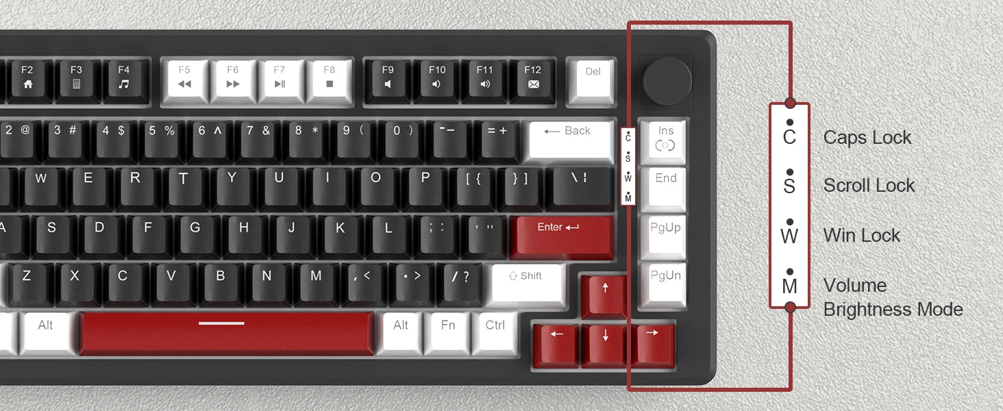 MageGee 75% Mechanical Gaming Keyboard with Knob Control, Blue Backlit Wired Gaming Keyboard Red/Yellow Switch for Windows PC