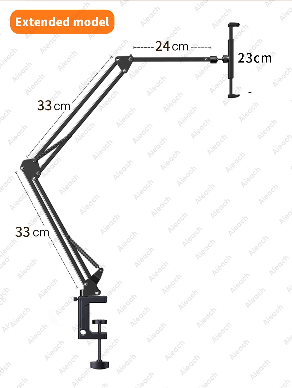 Suporte de Tablet para Cama com Braço Metálico 90 cm e Rotação 360°