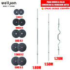 Weight Bars for Bodybuilding Training, 2.5-15 kg, 1.8 m, 1.5 m, 1.2 m
