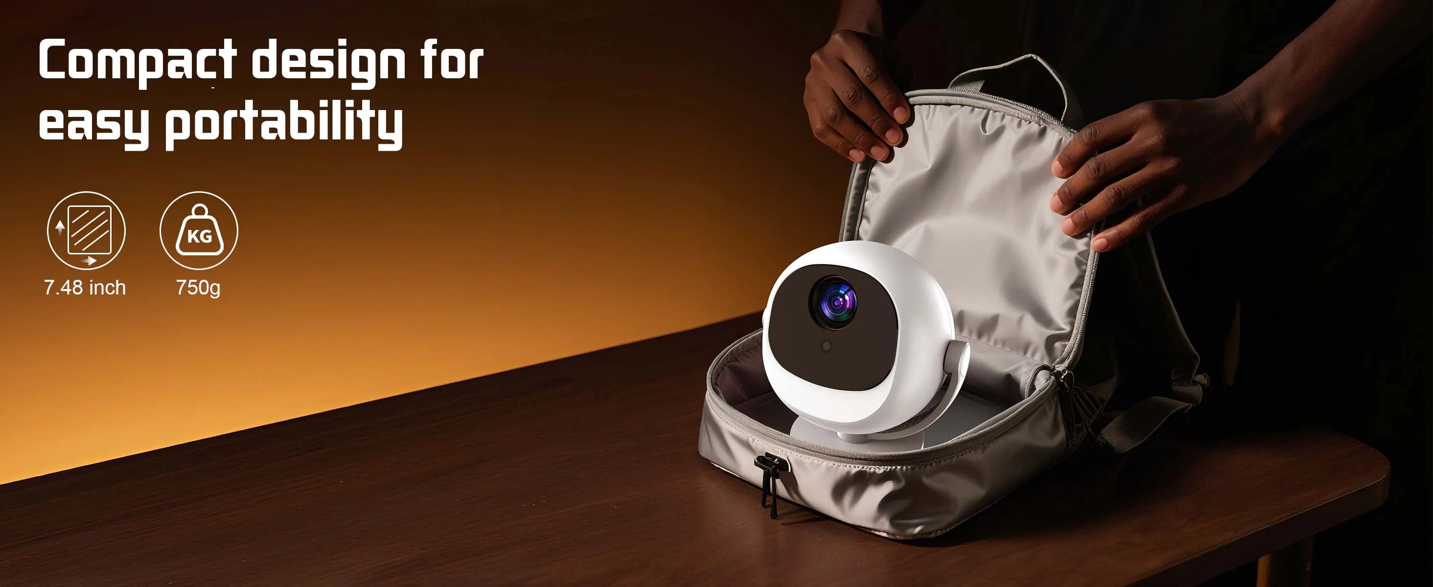 Projetor Portátil 4K — Android, WiFi6, BT5.0, Auto Keystone, Rotação 360°