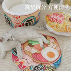 Pet Instant Noodle Cat's Nest Semi Closed Warm Plush Small Dog's Nest All Season General Lamian Noodles Cute Cat Bed