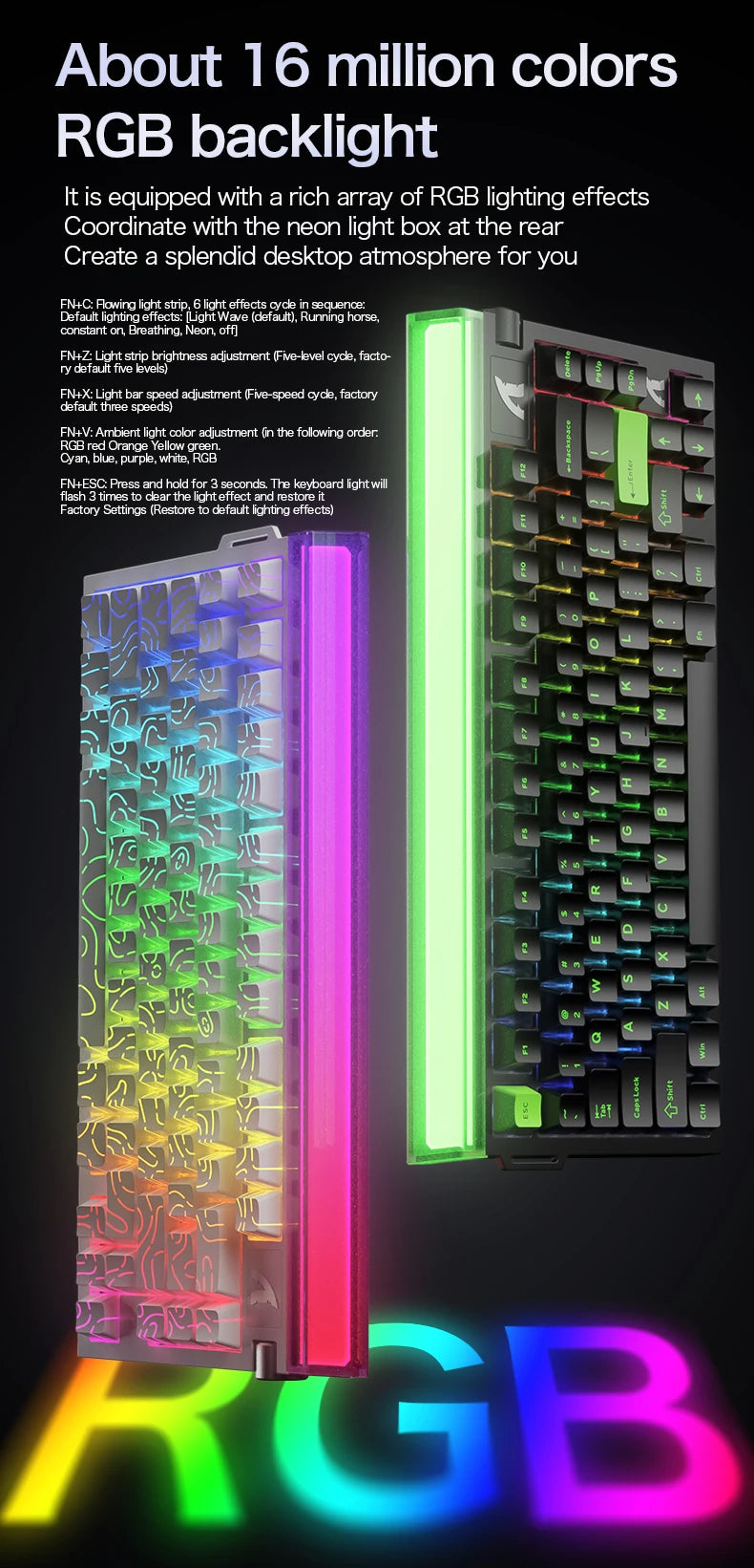 R85 ATTACK SHARK R85HE Magnetic Keyboard Wired 0.005mm RT 8K+ Hz 256K RGB Gaming Keyboard Neon Lightbox for Esports Gaming