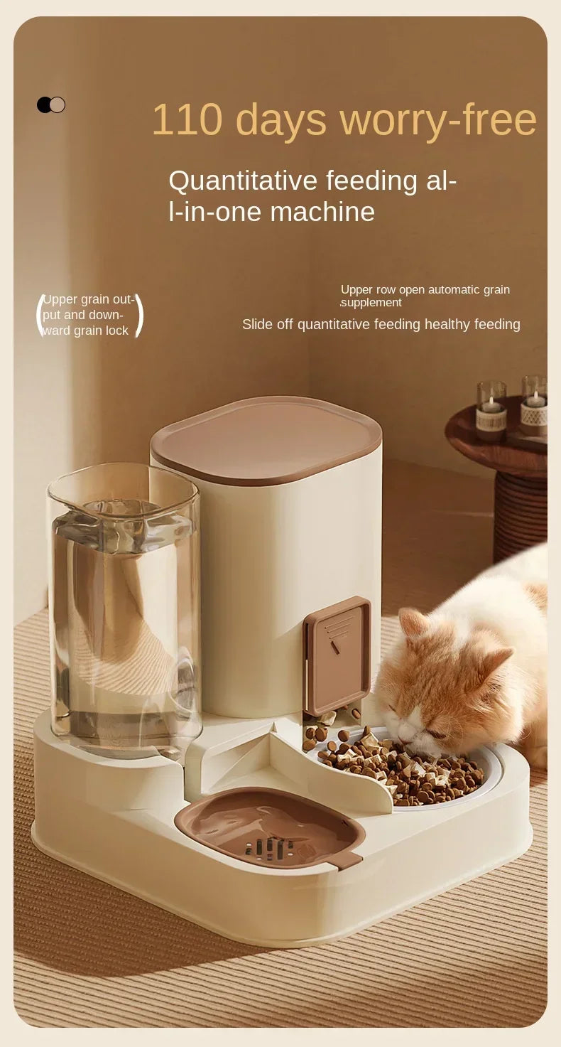 New Automatic Feeder Cat Dog Food Bowl with Water Fountain Dry Wet Separation Pet Puppy Kitten Food Storage Dispenser Container