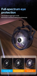 Portable 6 in 1 Outdoor Camping Fan 20000mAh Rechargeable Wireless Tent Ceiling Fan 4 Speed ​​Adjustment LED Lighting Power Bank