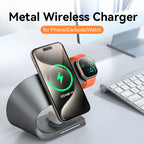 4 in 1 Wireless Charger Metal Shell Magnetic 15W Fast Charging Station Stand for iPhone 12-17 Mobile Phones Airpods Apple Watch