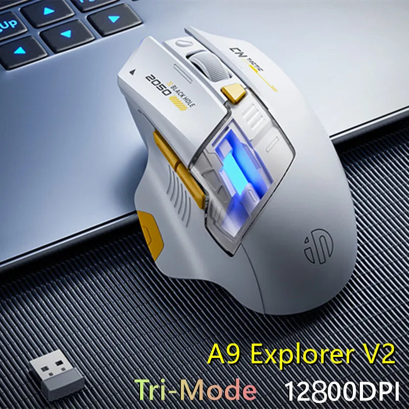 Inphic A9 Explorer V2 Three-mode Gaming Mouse Indicator DPI Adjustable Macro-driver Ergonomics 12000DPI 1000Hz return rate