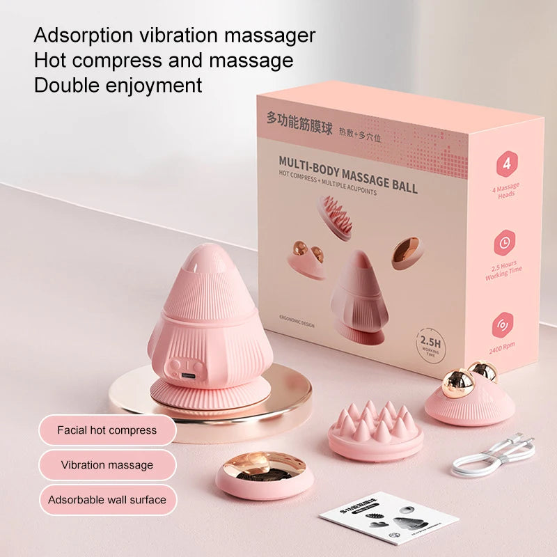 Electric Vibrating Massage Ball Myofascial Release Tool with Suction Cup Muscle Relaxation Fitness Deep Tissue Relaxation