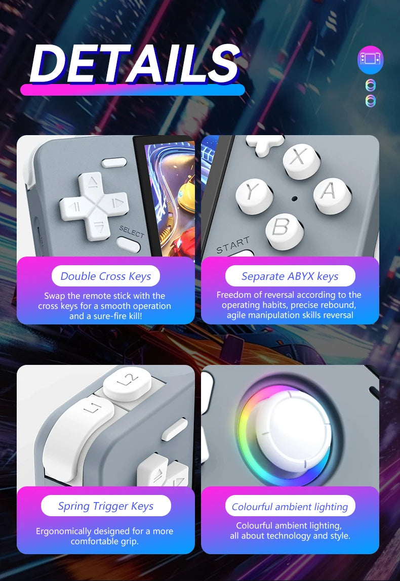 Newest XF40H Retro Handheld Game Console Linux 4.0'' IPS Screen Supports WiFi Glowing Rocker Portable Pocket Video Games Player