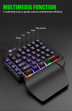 35keys One Handedly Single Hand Mini Gaming Keyboard Usb Ultra-slim Wired Backlight Keyboard for Laptop Desktop PC Smartphone