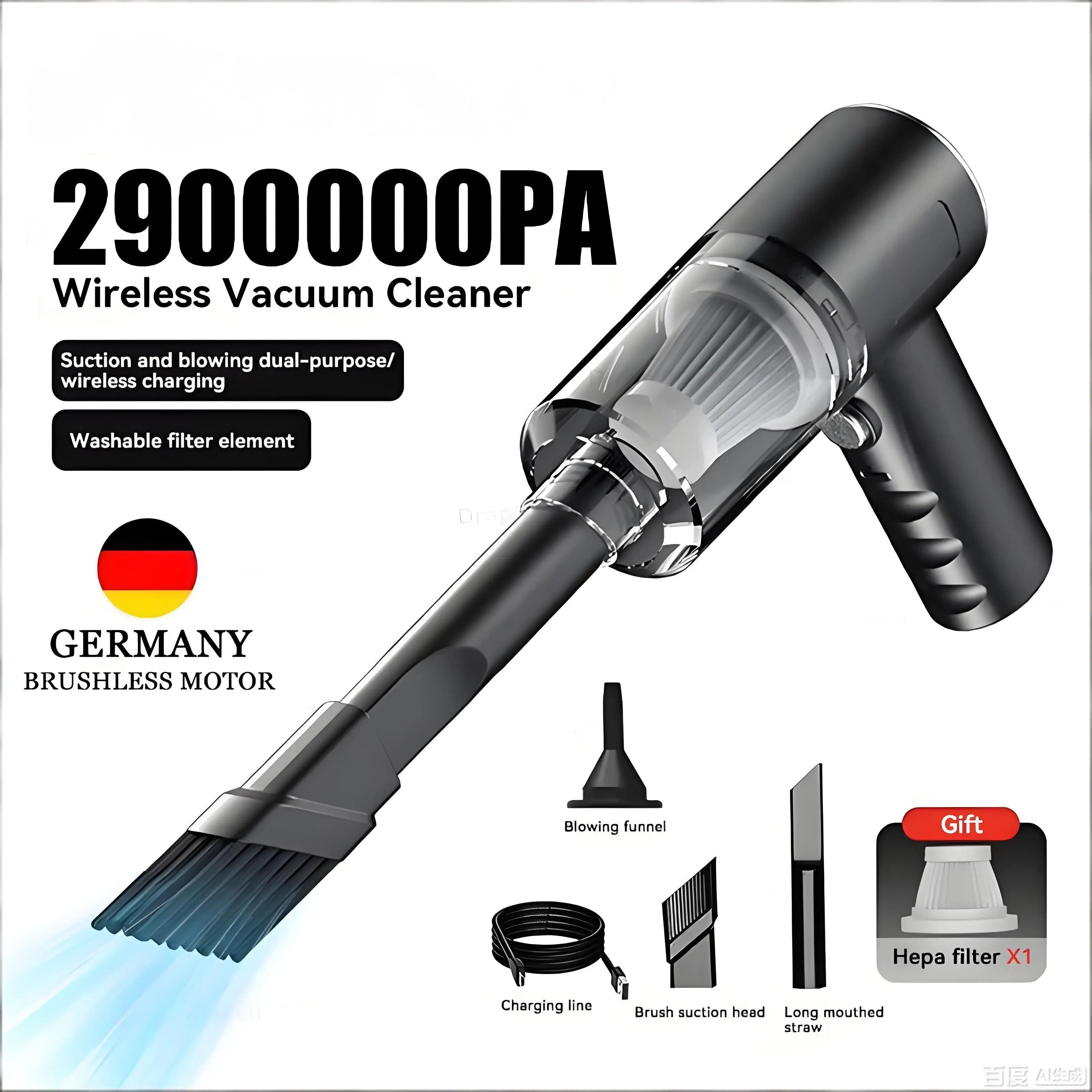 2900000 PA Car Vacuum Cleaner USB Charging Powerful 4 in1 Clean Machine Wireless Blowing Suction Portable Vacuum Cleaner 2026