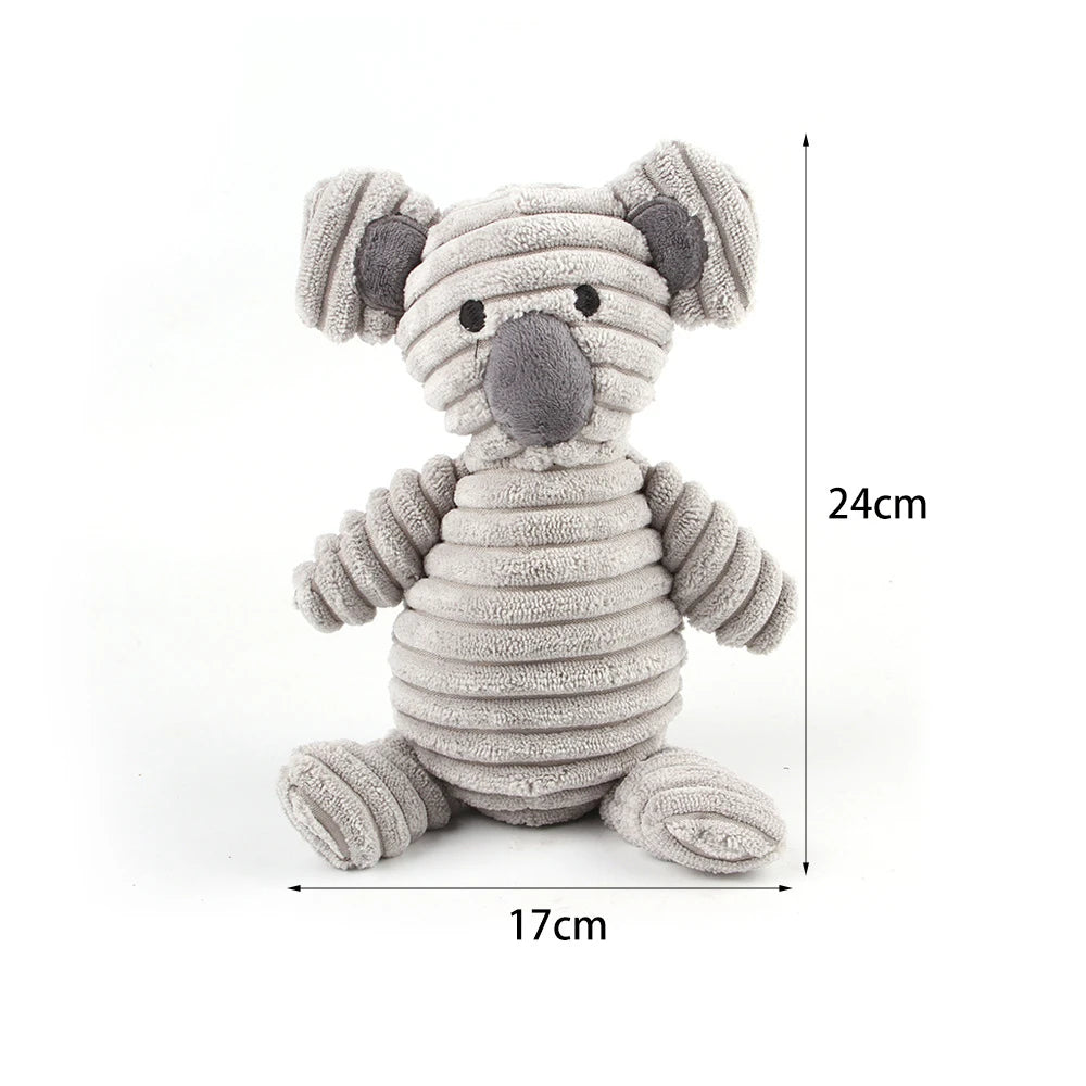 Plush Dog Toy Animals Shape Bite Resistant Squeaky Toys Corduroy Dog Toys for Small Large Dogs Puppy Pets Training Accessories