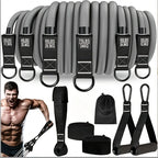 Resistance band with handle: used for muscle training, strength building, body shaping, yoga, home fitness equipment - natural.