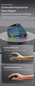 JOMAA Backlit Bluetooth Wireless Vertical Mouse With OLED Screen Rechargeable USB Wired Gaming Mouse 24000DPI Speed ​​Roller