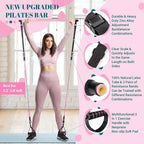 Pilates bar kit with resistance bands, Multifunctional Yoga Bar, Portable Home Gym, Resistance bar kit for full body workouts.
