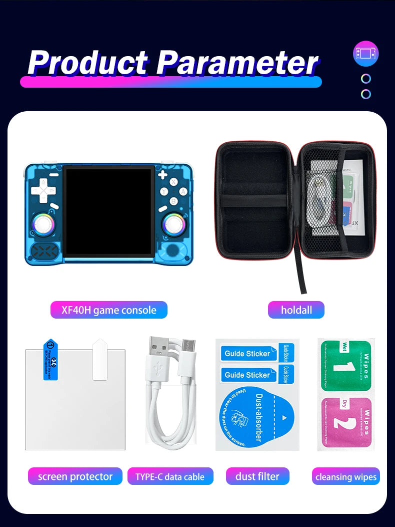 Newest XF40H Retro Handheld Game Console Linux 4.0'' IPS Screen Supports WiFi Glowing Rocker Portable Pocket Video Games Player